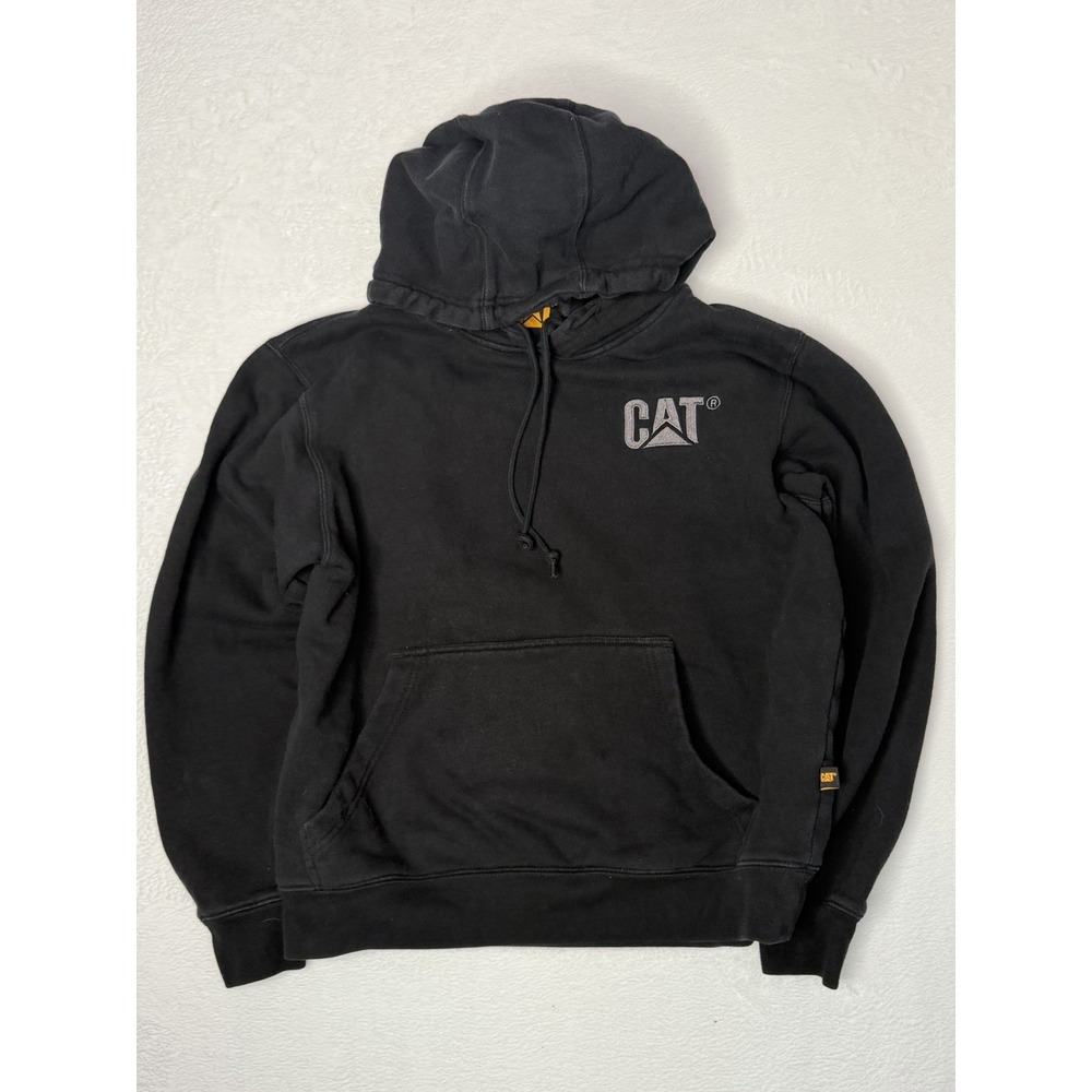 CAT Embroidered Logo Pullover Hoodie‎ Black Workwear Sweatshirt M